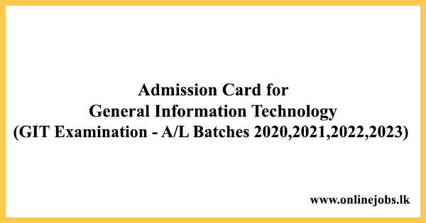 Admission Card for General Information Technology